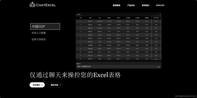 酷表ChatExcel——北大团队开发的通过聊天来操作Excel表格的AI工具