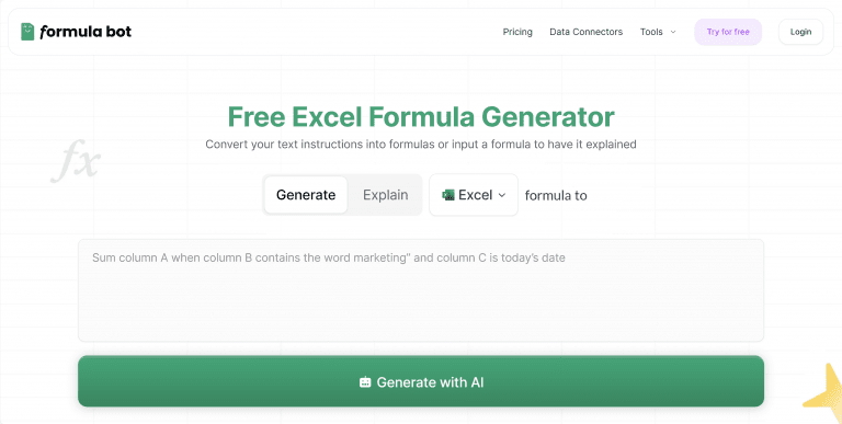 FormulaBot——AI指令转Excel的函数公式